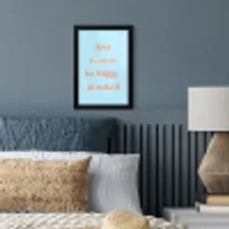 Blauw - Oranje - Just want to be happy & naked fotolijst zwart zonder passe partout klein -sfeer3