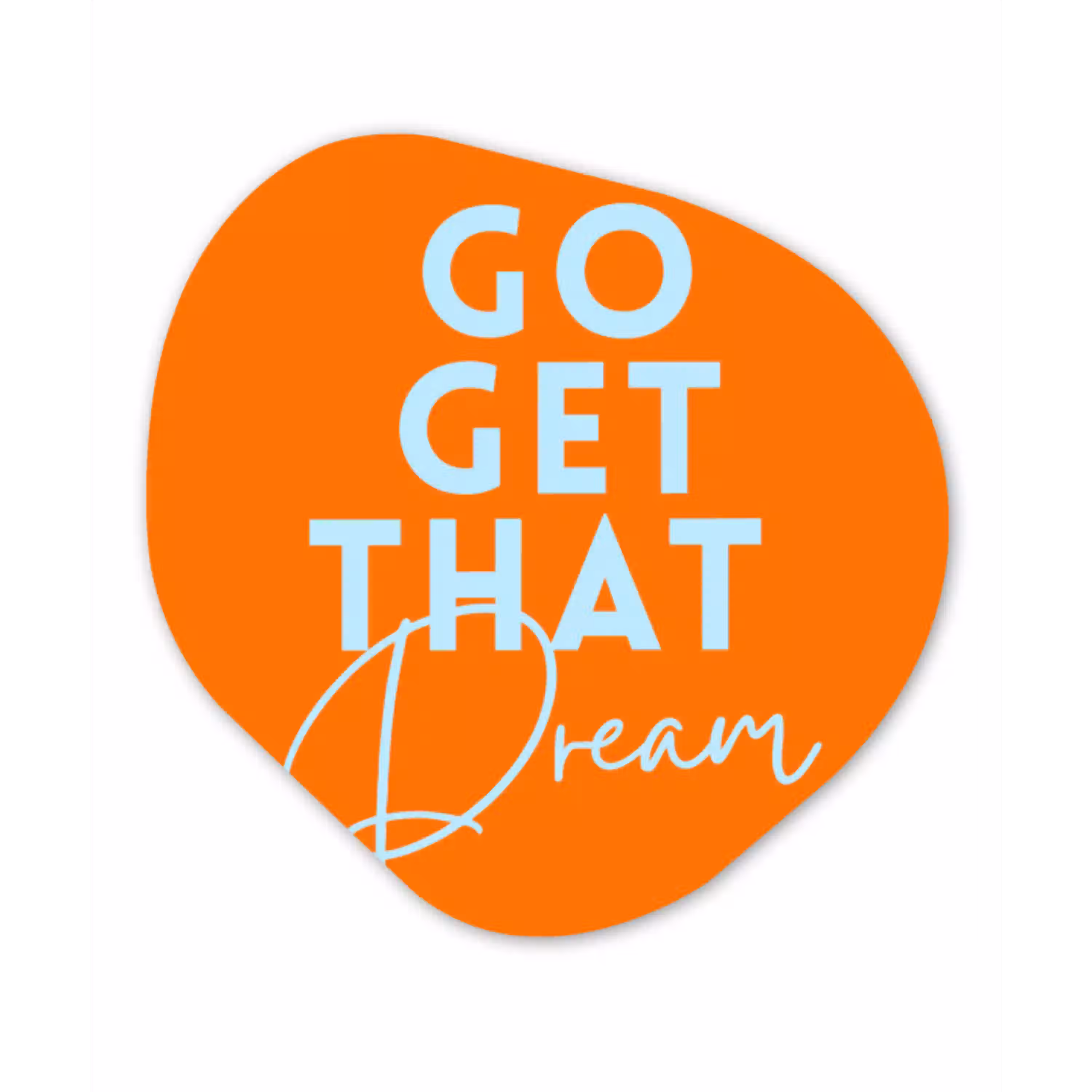 Oranje - Blauw - Go get that dream Wandcirkel Organisch Aluminium middel -3d