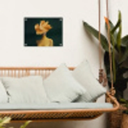 Vrouw - Hoed - Geel tuinposter los doek klein -sfeer7