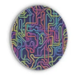 Retro - Abstract - Neon Akoestische PET Vilt - Rond klein -3d