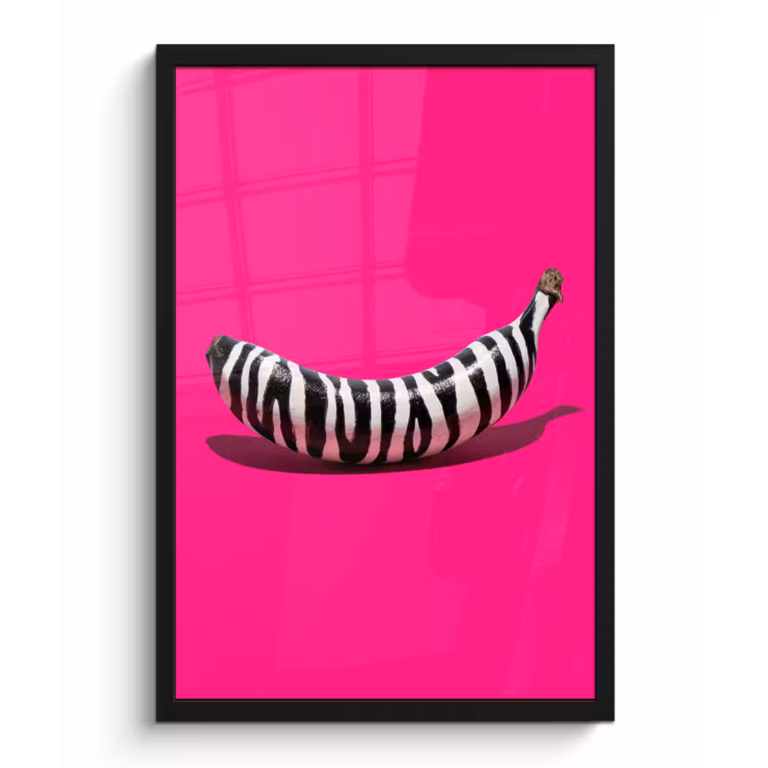 Poster met lijst - Banaan - Zebraprint - Roze