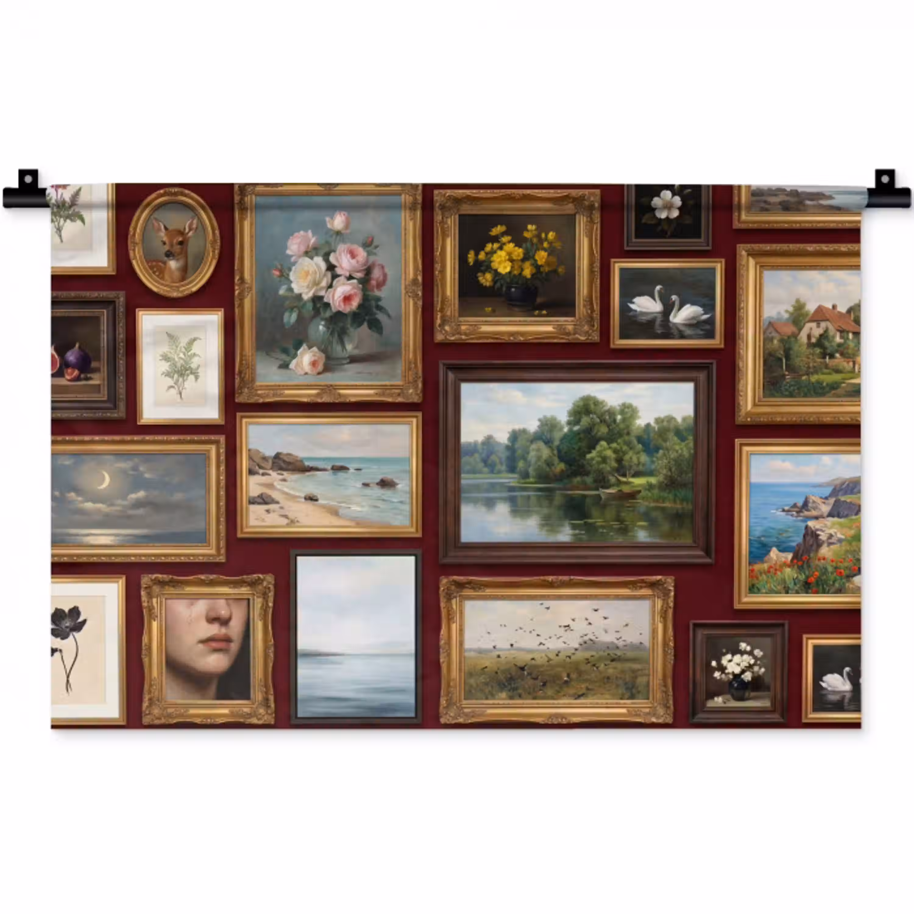 Bloemen - Vaas - Klassiek - Kunst - Rood Wandkleed katoen klein -zz3d