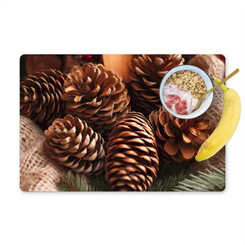 Dennenappels - Boom - Winter - Natuur - Bruin Placemat vinyl groot -zzzproduct_Kitchenyeah-website