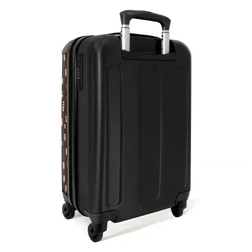 Donkerbruine achtergrond met beige penseelstreken NBS - Handbagage koffer - Kinderen Unisex middel -achterkant