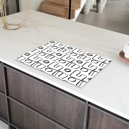 Geometrie - Zwart - Wit Inductie beschermer vinyl 3mm klein 276 -sfeer8