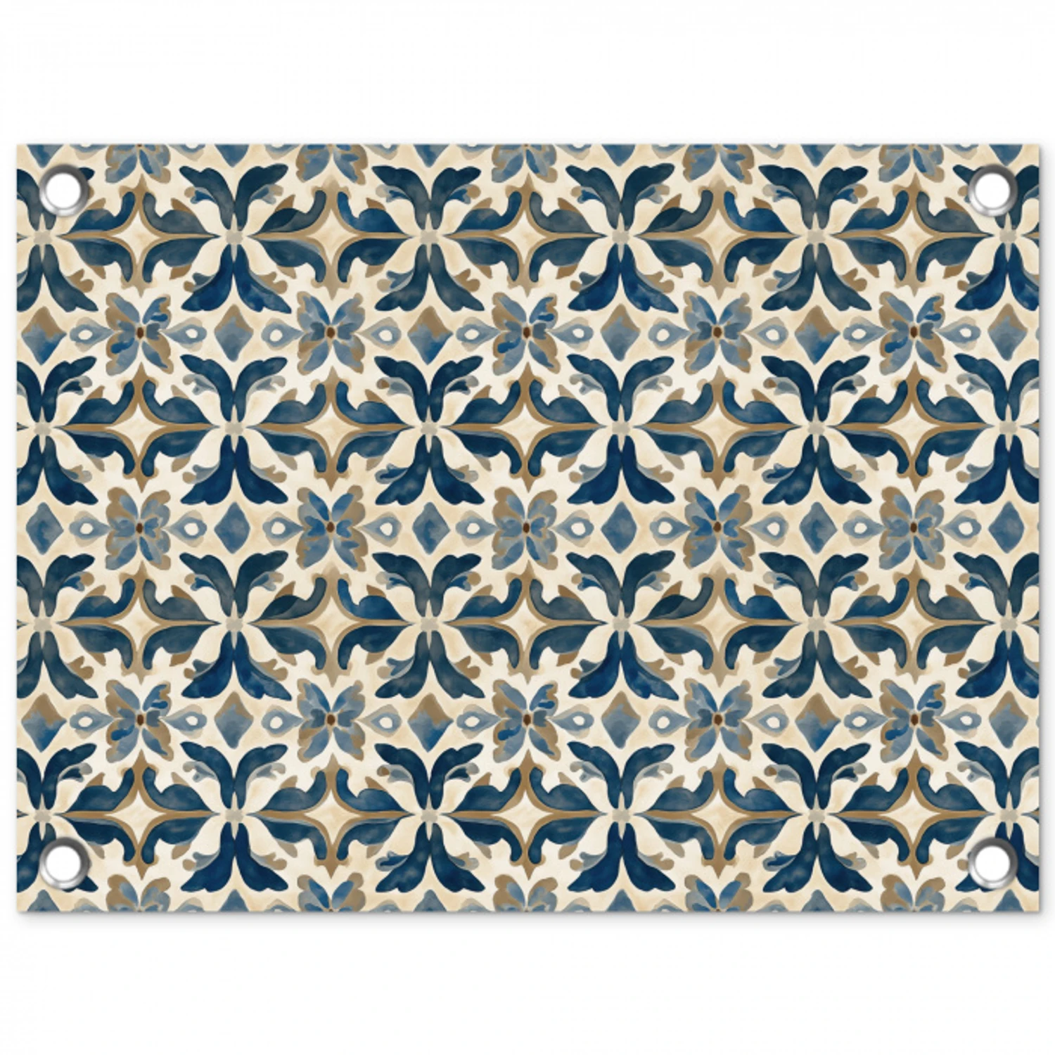 Tegel - Patroon - Blauw - Beige tuinposter los doek klein 239 -3d