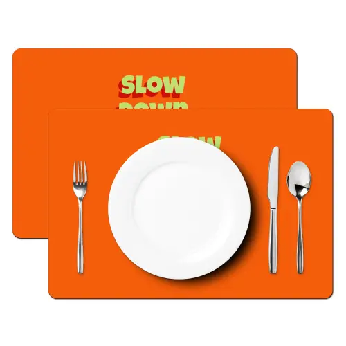Slow down you're doing fine - Oranje - Simple Placemat vinyl groot -zzsfeer2_Kitchenyeah-website