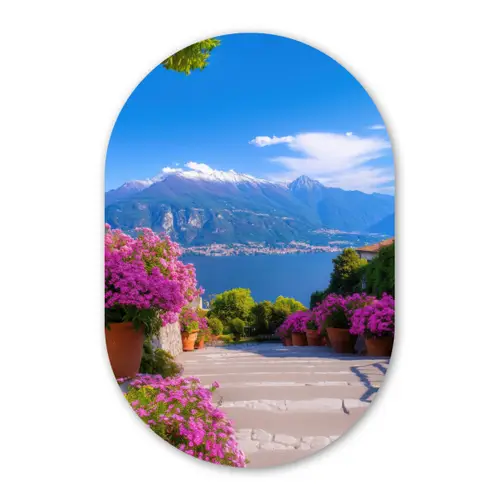 Lake Como - Italië - Landschap Wandcirkel Ovaal Glas middel -3d