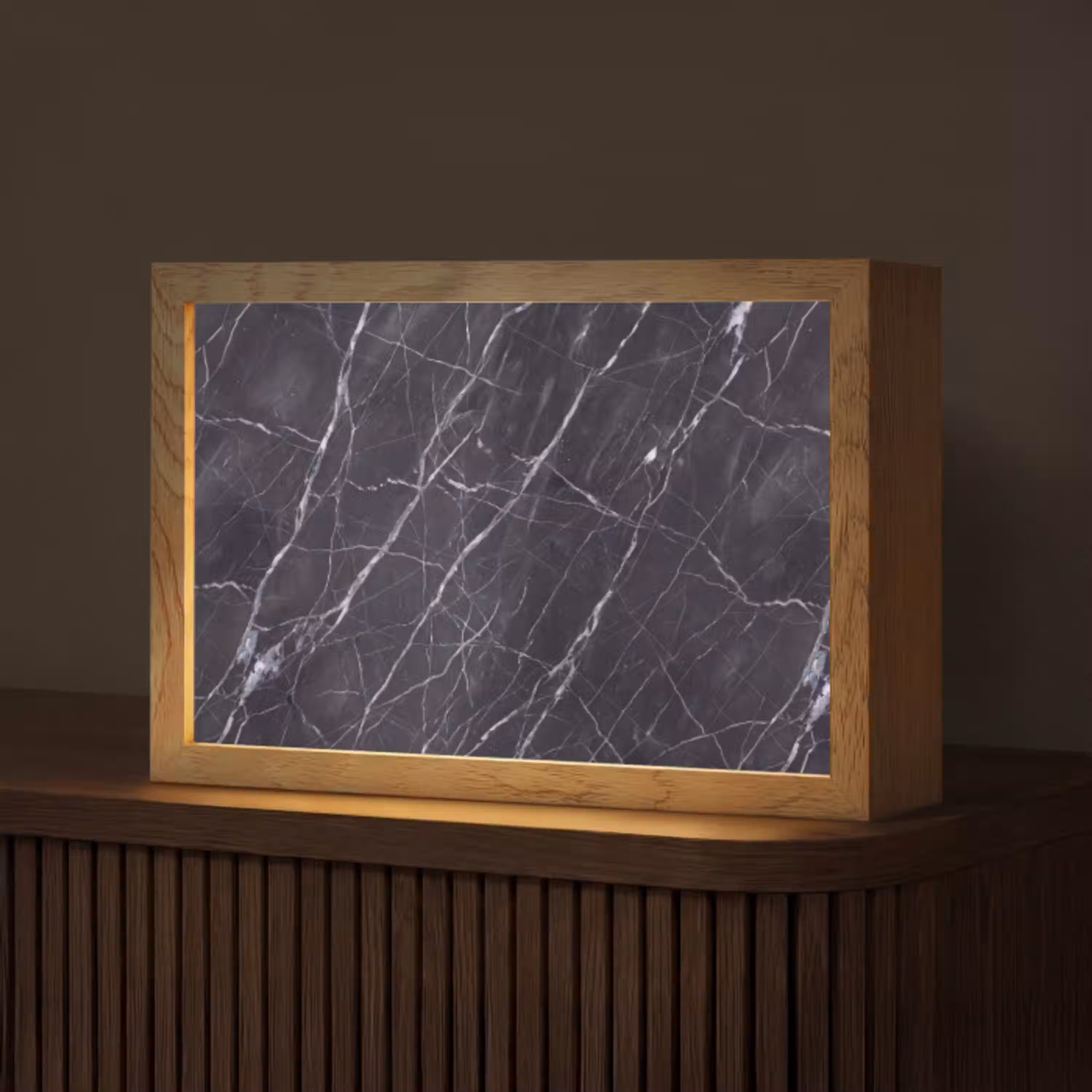 Marmer - Patroon - Modern - Zwart - Wit Light Box met kabel (Tafellamp) klein -z3d_website
