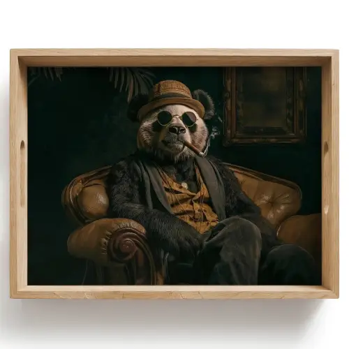 Panda - Hoed - Bril - Pak Dienblad Rechthoek middel -z3d_shopping