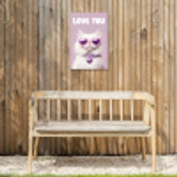 Kat - Love - Paars - Valentijn Tuinposter op houten frame 2 cm dik klein -sfeer4