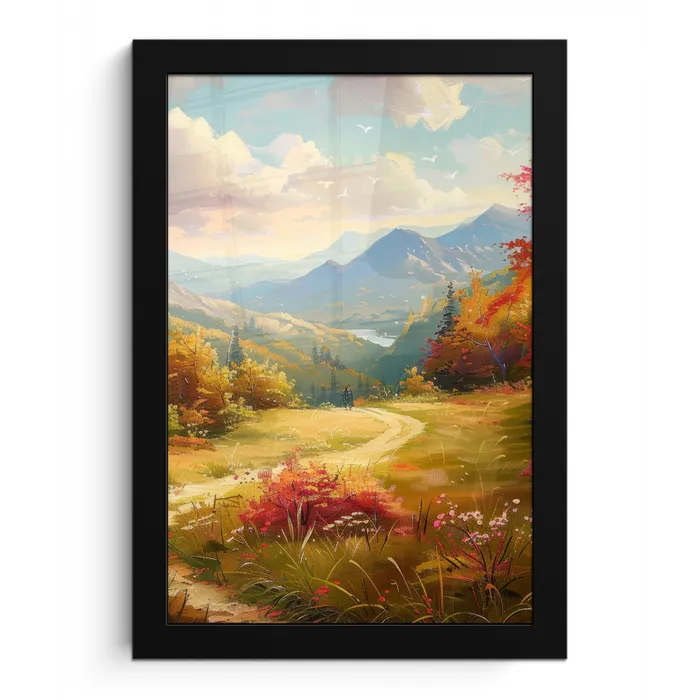Landschap - Illustratie - Natuur fotolijst zwart zonder passe partout klein -3d