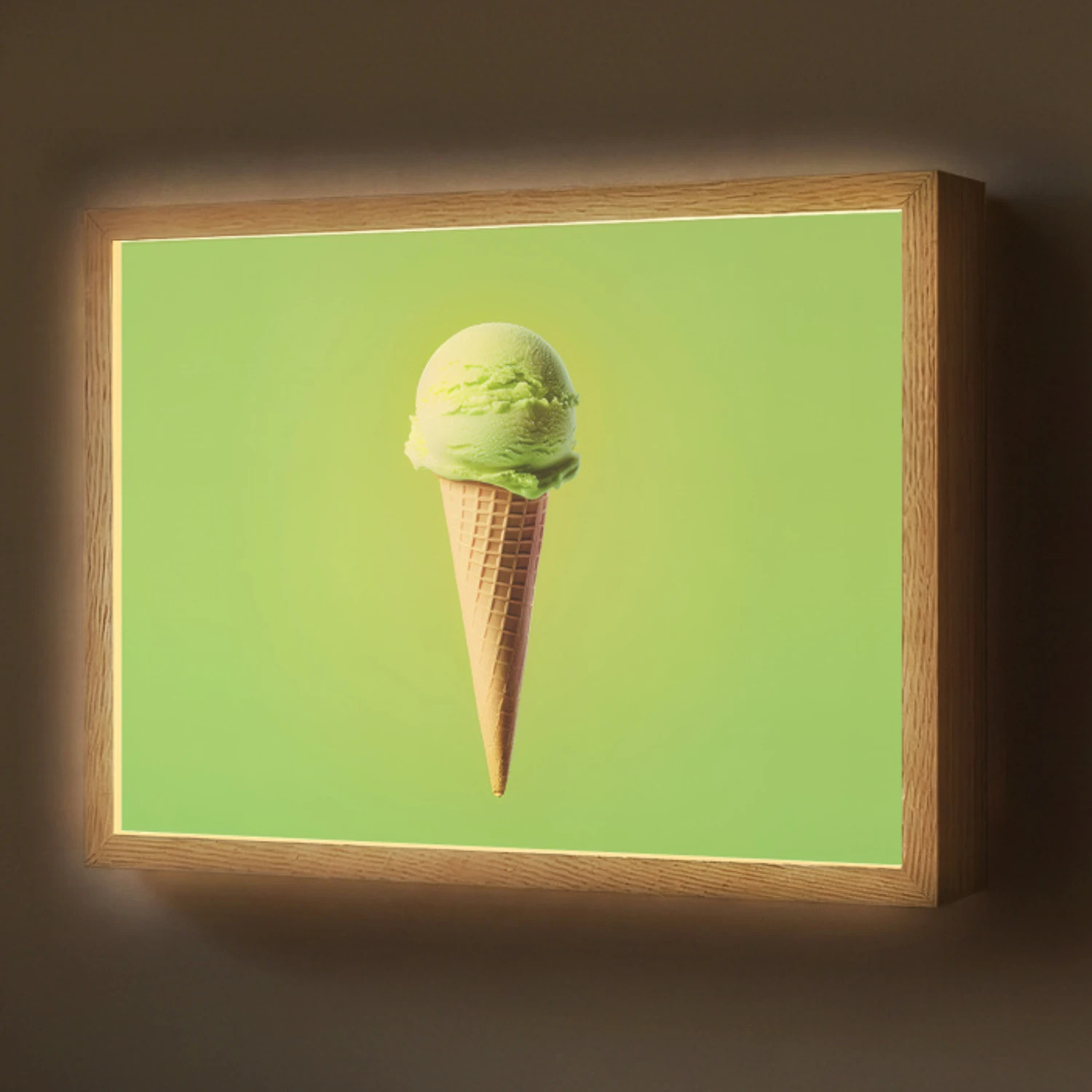 Hoorntje - Schepijs - Groen Light Box met batterij (Wandlamp) middel -z3d_website