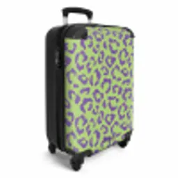 Dierenprints - Panterprint koffer in paars en groen NBS - Handbagage koffer - Unisex middel -productfoto_3d