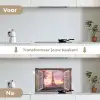 Doorkijk - Parijs - Eiffeltoren - Roze - Kersenbloesem keuken achterwand spatscherm klein -voor_na_NL
