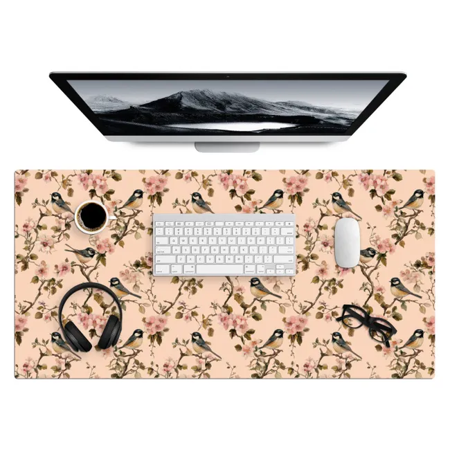 Desk Mat - Blossom - Great Tit - Pink