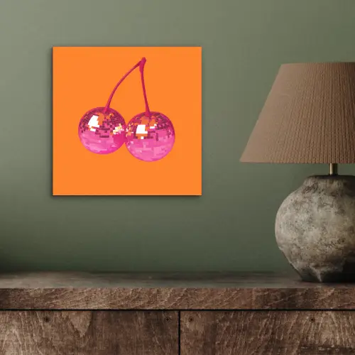 Discoballen - Kers - Spiegels - Roze aluminium wit klein -sfeer2