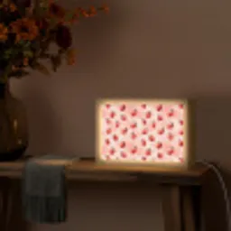 Aardbei - Patroon - Roze Light Box met kabel (Tafellamp) klein 924 -sfeer4