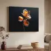 Bloem - Orchidee - Oranje Textielframe zwart klein -sfeer3