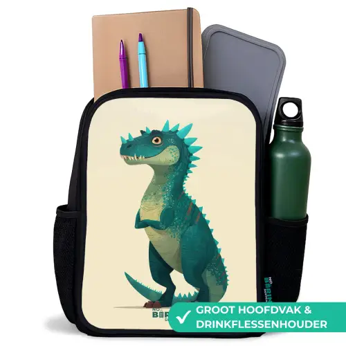 Spiky dino met vriendelijke blik Rugzak - Zwart middel -inhoud_NL