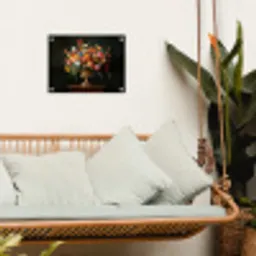 Goud - Bloemen - Kleuren - Vaas tuinposter los doek klein -sfeer7