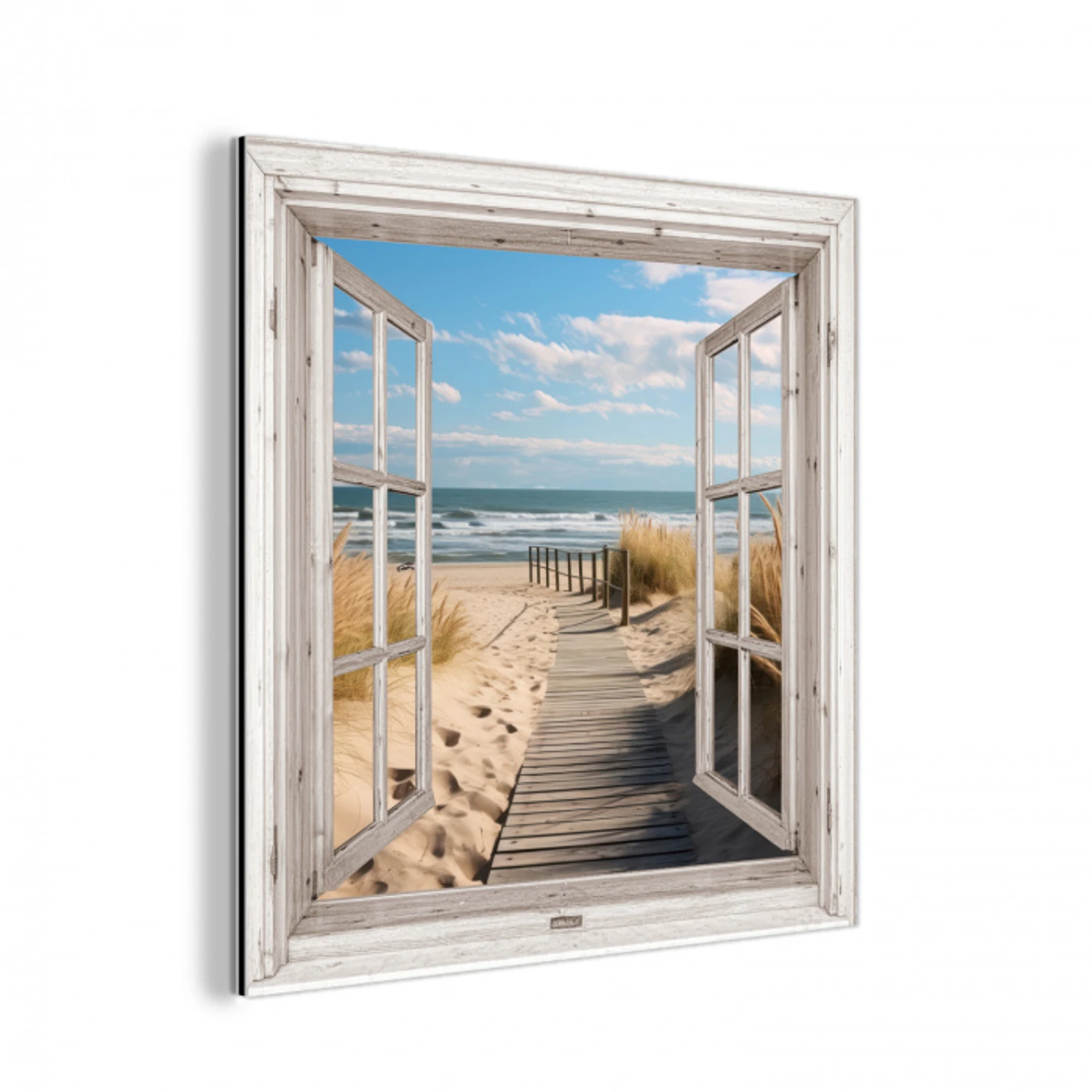Raam - Zee - Kust - Natuur - Doorkijk - Strand - Waddenzee aluminium wit klein -3d