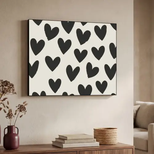 Hartjes - Zwart - Beige Textielframe zwart klein -sfeer3
