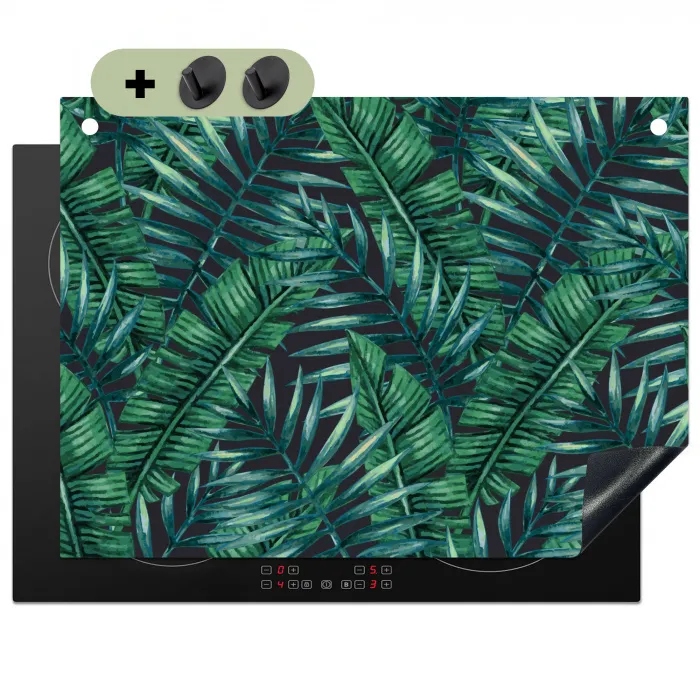 Jungle - Bladeren - Tropical Inductie beschemer met haakjes klein -3d