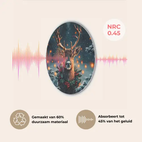 Hert - Kerst - Winter - Sneeuw - Kerstkrans Akoestische PET Vilt - Rond klein -USP_NL