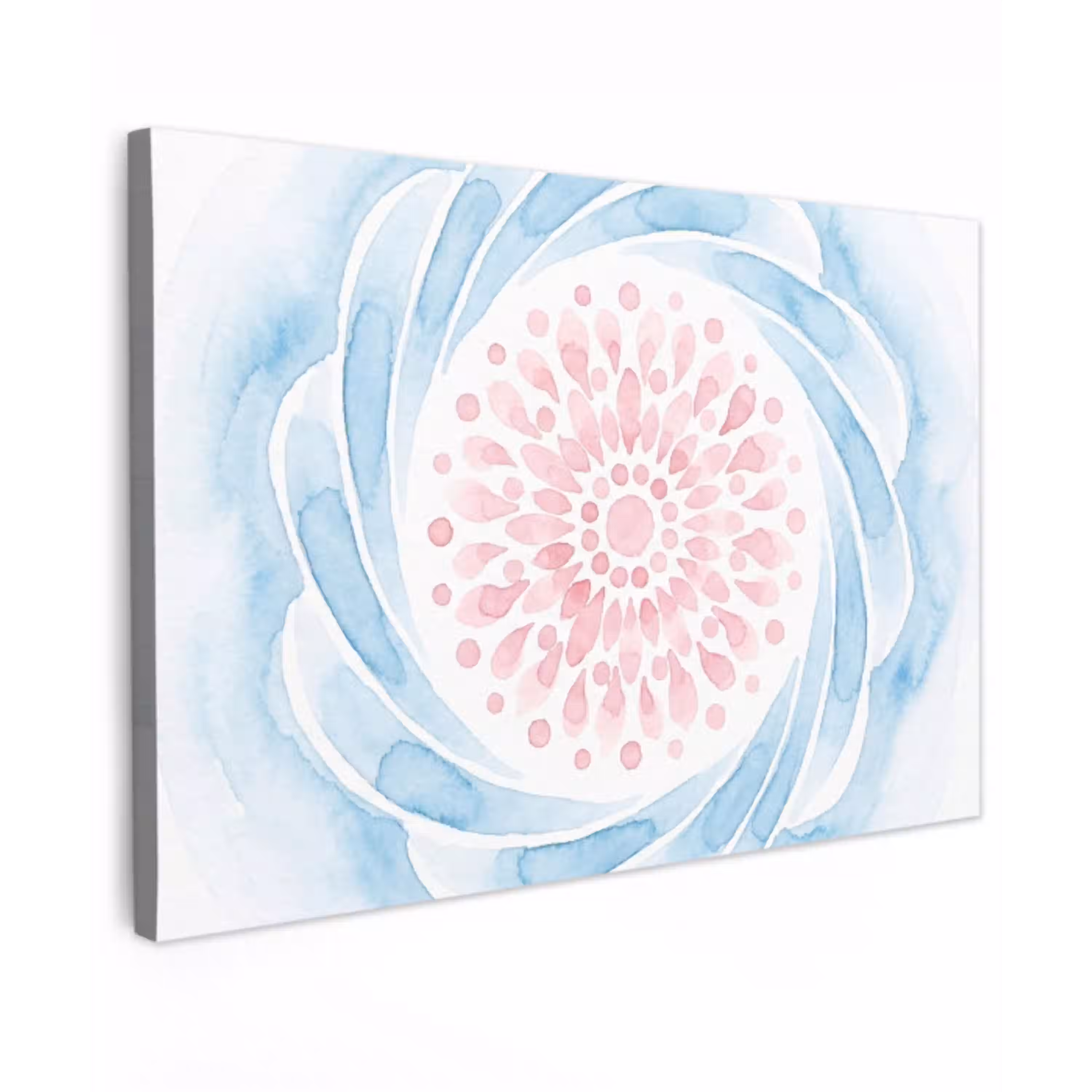Abstract - Bloemvorm - Aquarel - Roze - Blauw Tuinposter op houten frame 2 cm dik klein -3d