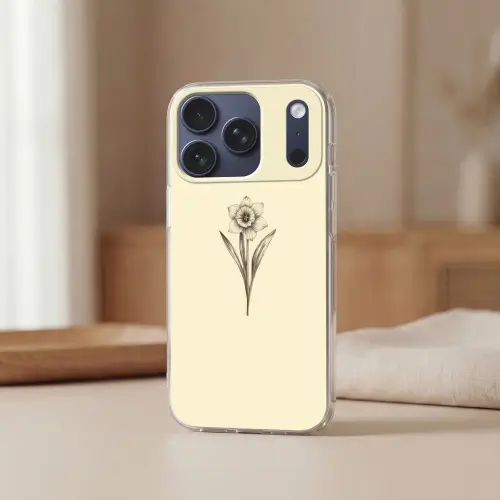 Zwart - Narcis - Illustratie Telefoonhoesje iPhone 17 Pro klein -sfeer2