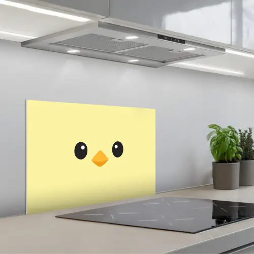 Kuiken - Vrolijk - Geel - Minimalistisch keuken achterwand spatscherm klein -3d_schuin