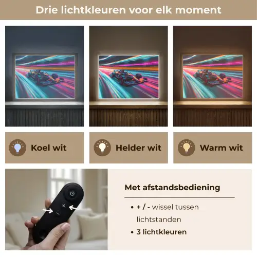 Formule 1 - Auto - Race - Jongens - Kleurrijk Light Box met batterij (Wandlamp kind) middel -USP_lichtkleurNL
