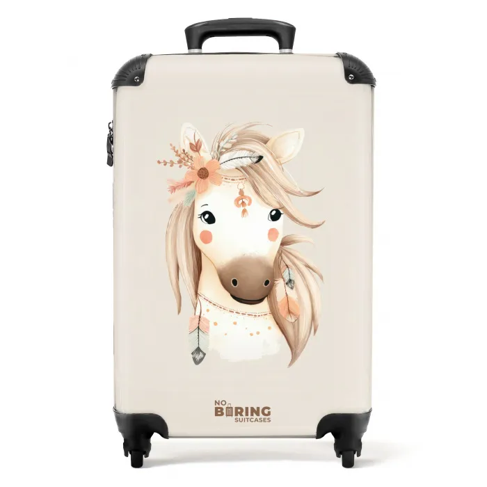 Bohemian paard in pastel kleuren NBS - Handbagage koffer - Kinderen Unisex middel -productfoto_recht