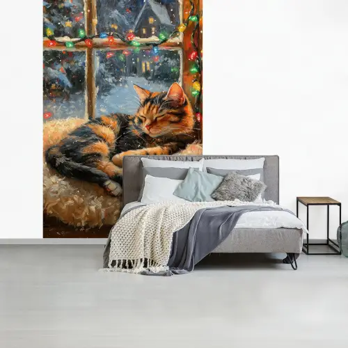 Kat - Kerst - Winter - Dier fotobehang vinyl groot -slaapkamer