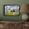 Doorkijk - Koe - Molen - Koeien - Weiland - Gras - Groen plexiglas 5mm klein -sfeer3