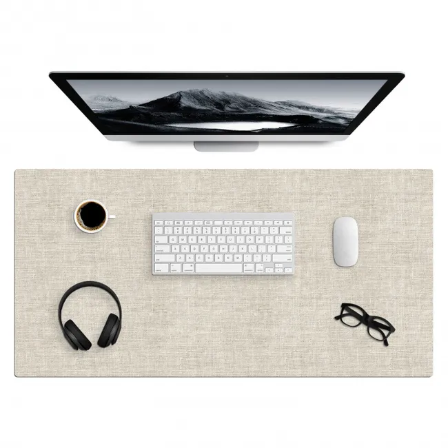 Desk Mat - Linen - Texture - Beige