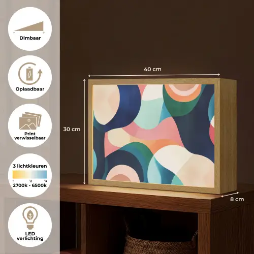 Abstract - Blauw - Roze Light Box met batterij (Wandlamp) middel -USP_websiteoverzichtNL