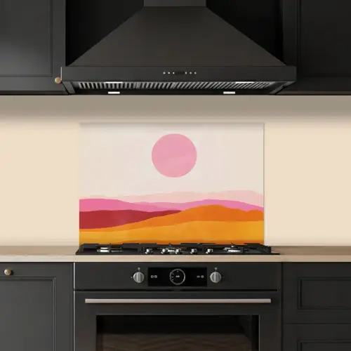 Heuvels - Oranje - Zon - Abstract keuken achterwand spatscherm klein -sfeer1