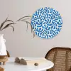 Blauw - Abstract - Bladeren - Patroon Wandcirkel plexiglas klein 852 -sfeer4
