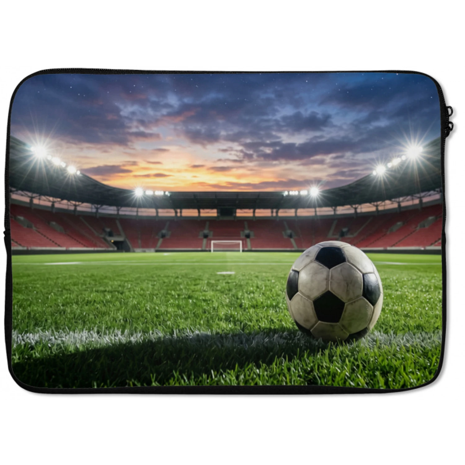 Voetbal - Stadion - Sport - Groen laptophoes neopreen klein -zkaufland3dotto