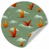 Dinosaurussen - Wolken - Sterren - Oranje Wandcirkel behangsticker klein -3d