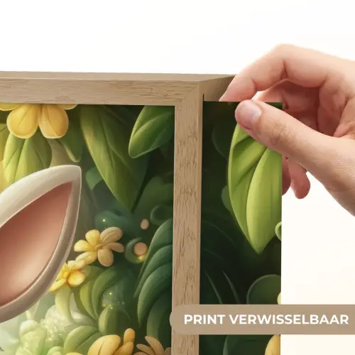 Konijn - Bos - Vlinders - Cartoon Light Box met batterij (Wandlamp kind) middel -USP_websiteprintNL