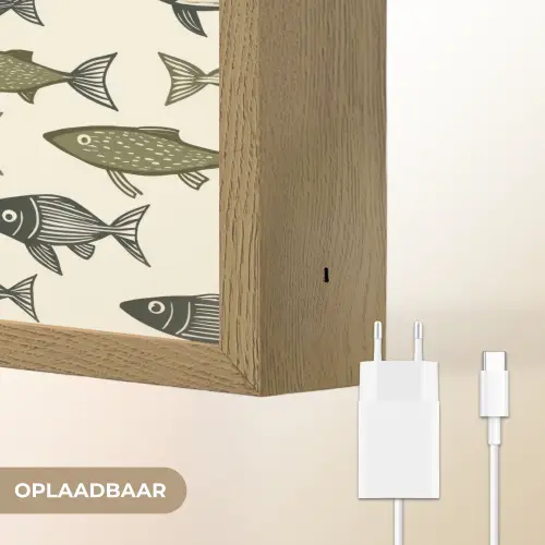 Vissen - Klassiek - Groen Light Box met batterij (Wandlamp) middel 907 -USP_websiteoplaadbaarNL