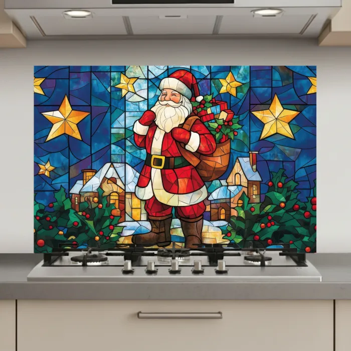 Kerstman - Glas - Kleurrijk keuken achterwand spatscherm klein -3d_website