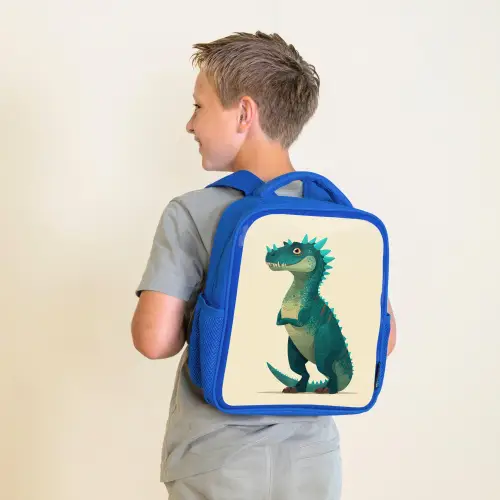Dinosaurus - Turquoise - Stekels Kinderrugzak - Blauw middel -sfeer2