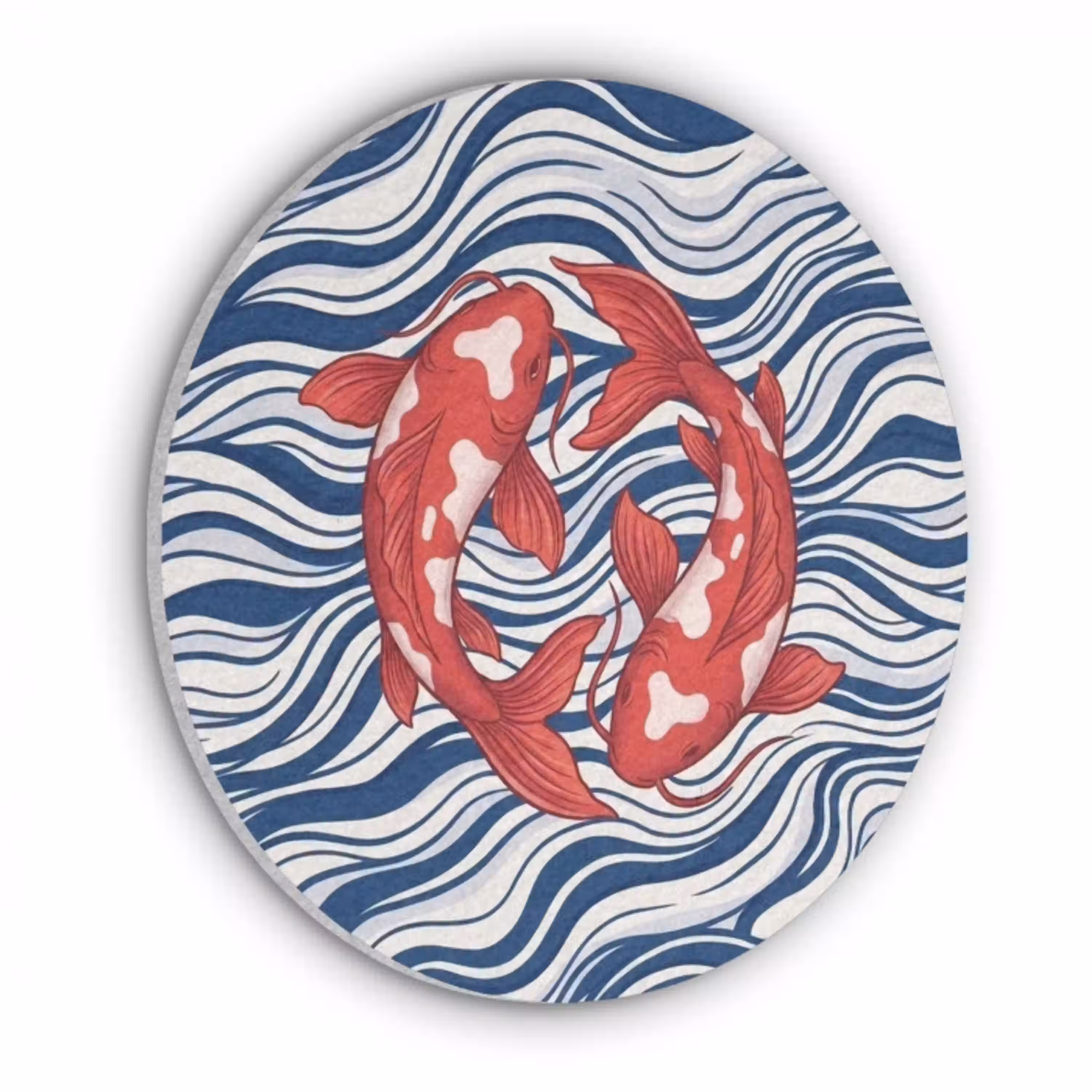 Vis - Water - Natuur - Illustratie - Rood Akoestische PET Vilt - Rond klein -3d