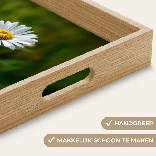 Wit - Madeliefje - Bloem - Gras Dienblad Rechthoek middel -USP_HandgreepNL