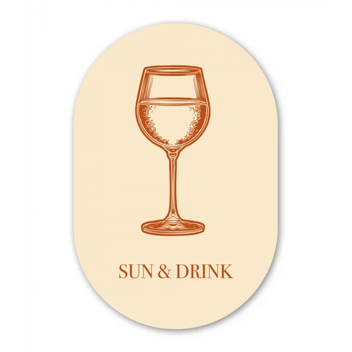 Wijn - Zomer - Quote - Oranje Wandcirkel Ovaal Glas middel -3d
