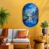 Stad Kuala Lumpur - Skyline - Wolkenkrabbers - Water Wandcirkel Ovaal Glas middel -sfeer4